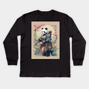 Japanese samurai panda Kids Long Sleeve T-Shirt